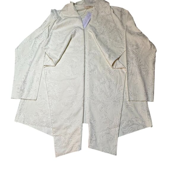 Soft Surroundings Women's Ivory Pearl Floral Shape Drape Faux Suede Jacket XL X- - Picture 3 of 6